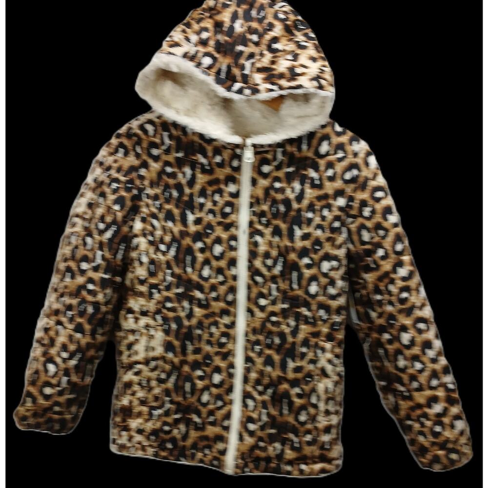 Reversible Leopard /Faux Fur Jacket/Zip /Hood/Girls Size **/Warm/Fun/Sassy